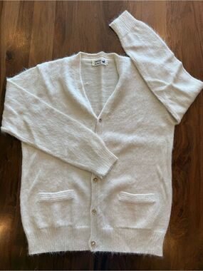 Soft Cream Alpaca-Blend V-Neck Cardigan by Unrefined Alpaca